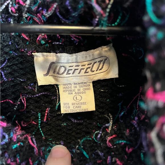 Side Effects Vintage 80s Speckled Eyelash Fuzzy Mock Neck Bishop Sleeve Sweater - Picture 3 of 5